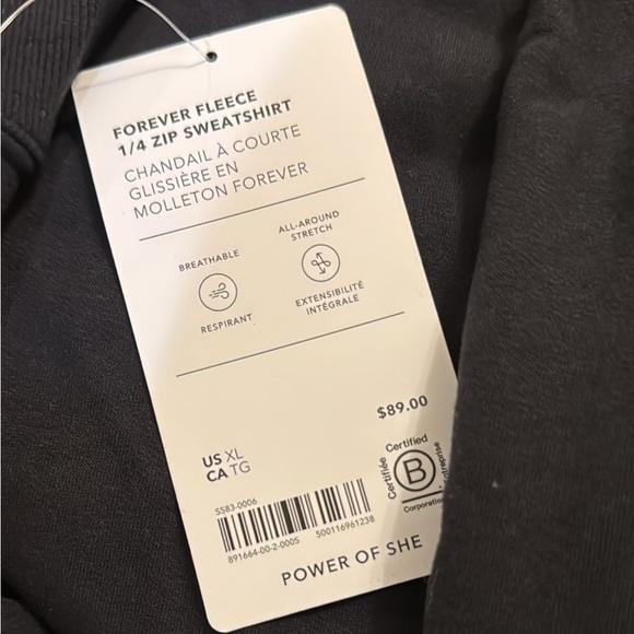 Athleta Forever Fleece 1/4 Zip Sweatshirt // Black - Picture 13 of 13